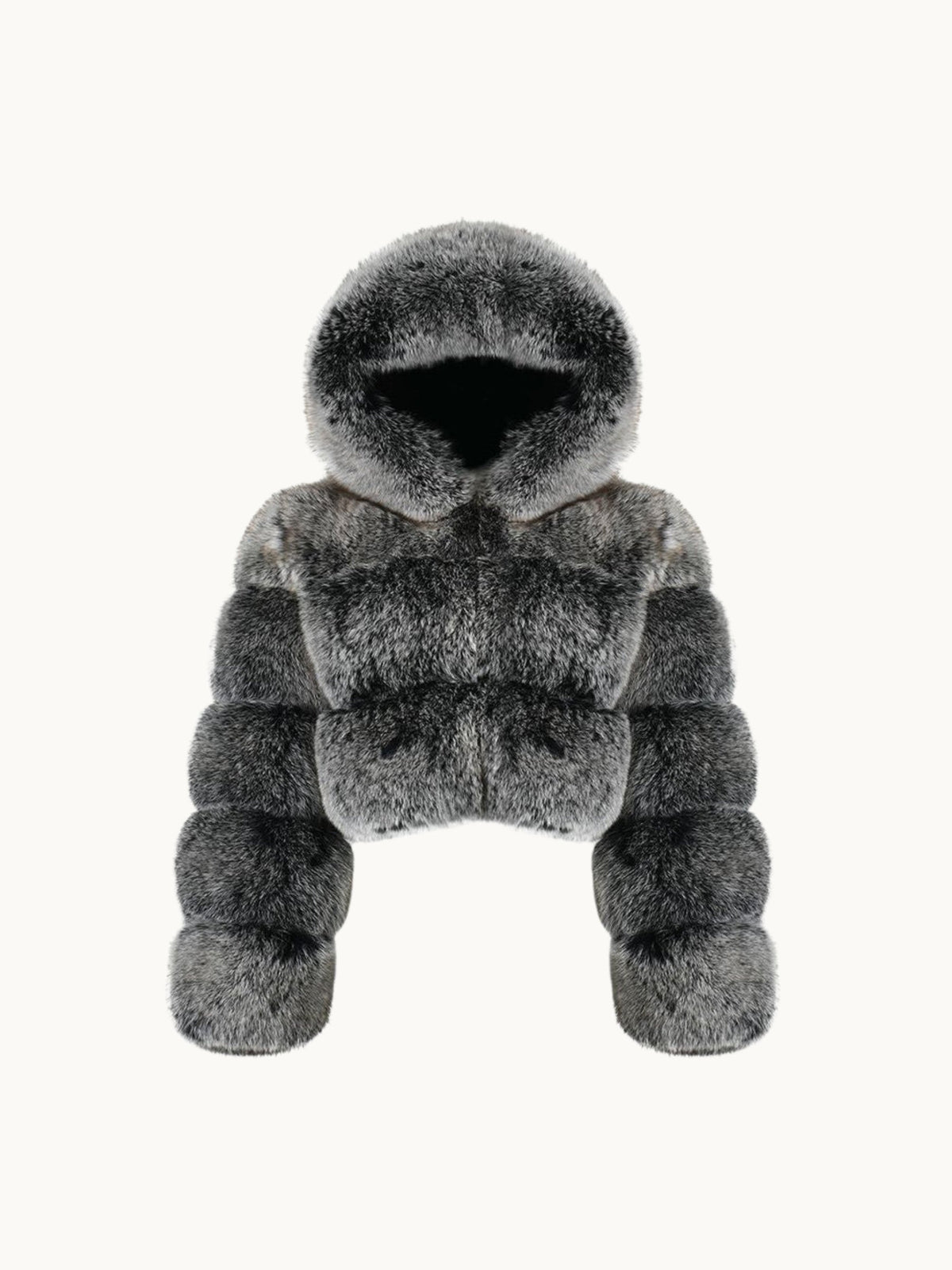 CROPPED MINI HOODED COAT SMOKE