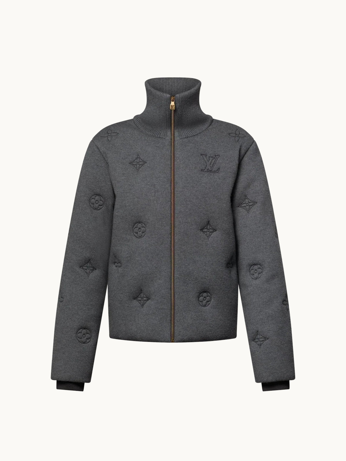 DARK GREY MONOGRAM KNITTED COAT