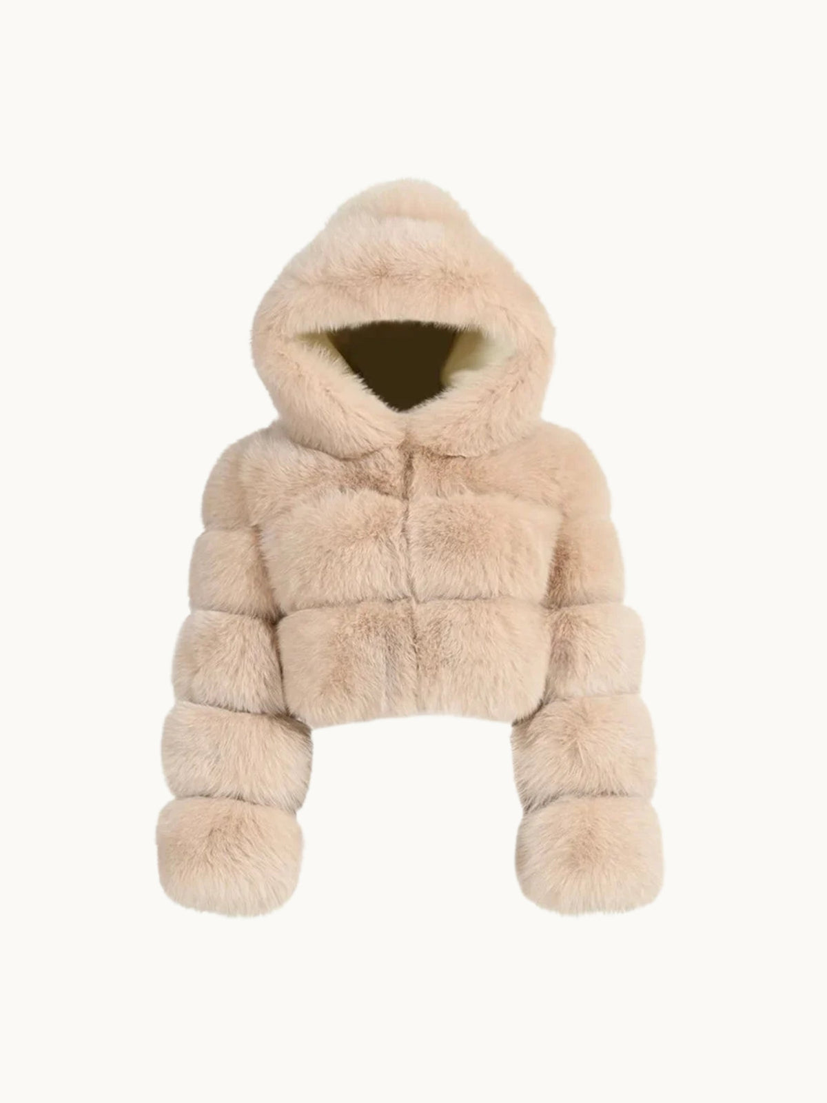 CROPPED MINI HOODED COAT BEIGE