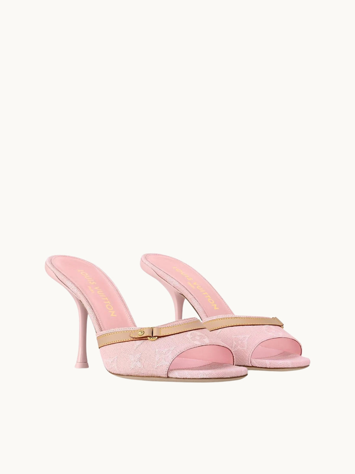 LIGHT PINK DENIM HEELS