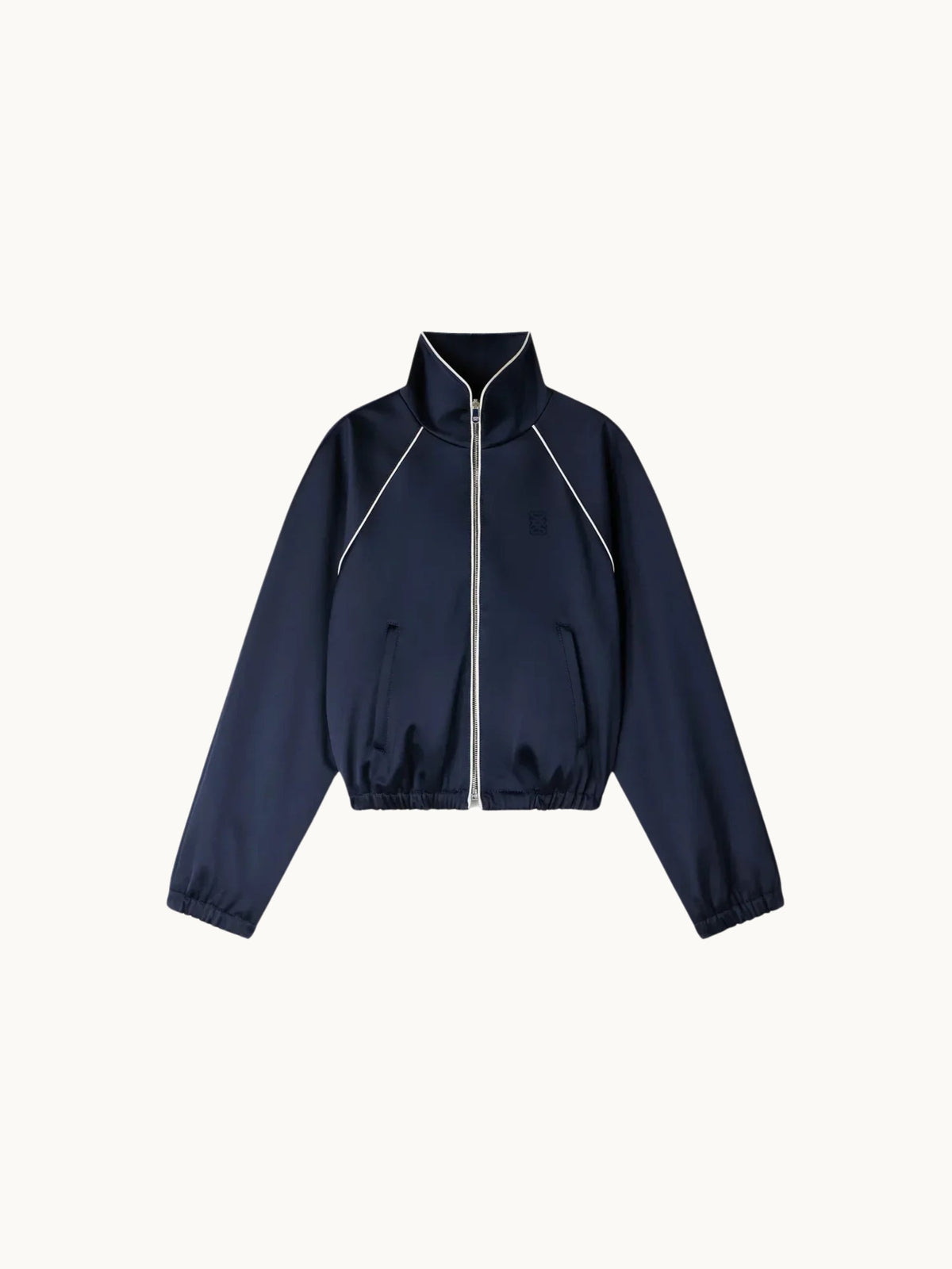 SANDRA EMBROIDERED CROPPED SATIN JACKET